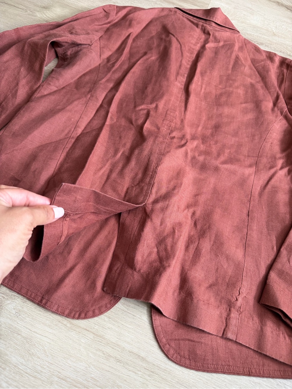 Eileen Fisher Organic Linen Blazer Cinnamon Brown Size M - Picture 8 of 9